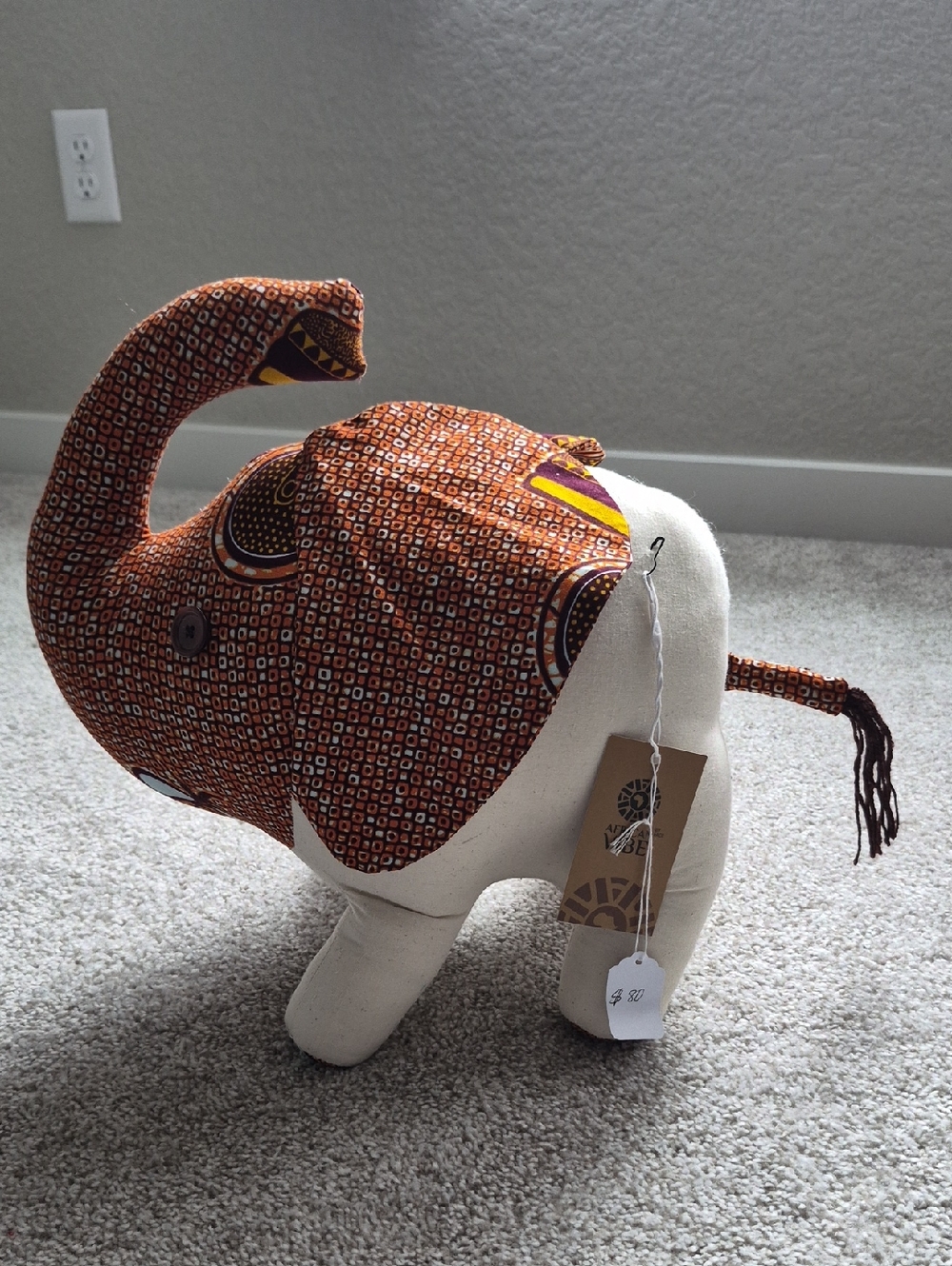 Handcrafted Brown Patterned Elephant Accent Pillow